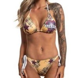 Sinful by Affliction Rome Plaid Yellow Bikini Med